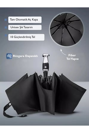 Tam Otomatik Roll Royce Model Şemsiye 10 Fiber Tel