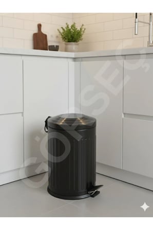 12 Litre Siyah Vintage Çöp Kovası Mutfak Çöp Kovası amortisörlü Banyo Çöp K