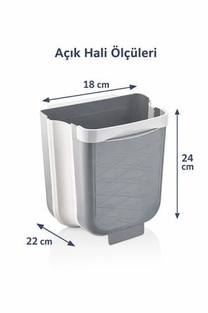 Katlanabilir Çöp Kovası 6 Lt - Askılı Dolap Kapağı Mutfak Çöp Kutusu - Yer