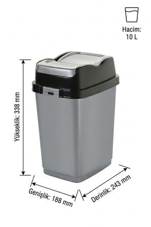 Girdap Çöp Kovası 10 Litre | Kapaklı Plastik Mutfak Banyo Ev Ofis Tipi