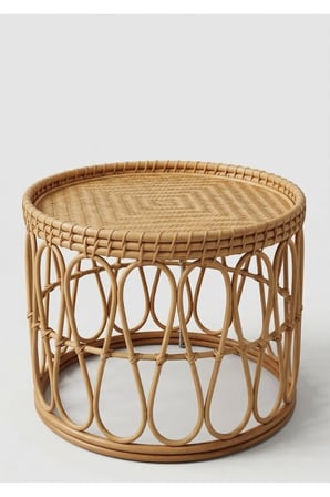 Bambu Rattan Orta Sehpa 71 cm El Yapımı 45 cm Yükseklik
