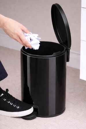 Cigo 3 LT Banyo Mutfak Ofis Çelik Çöp Kovası - Siyah