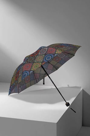 Mandala Desenli 8 Telli Manuel Rüzgara Dayanıklı Şemsiye