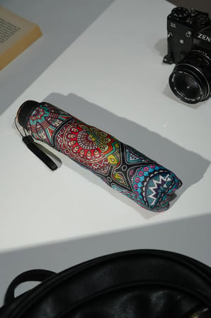 Mandala Desenli 8 Telli Manuel Rüzgara Dayanıklı Şemsiye