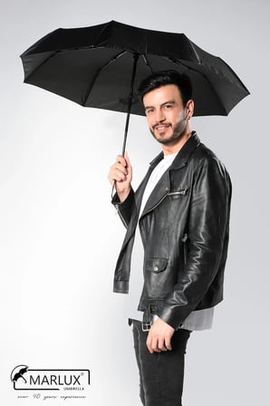 Tam Otomatik Rüzgarda Kırılmayan Siyah Şemsiye
