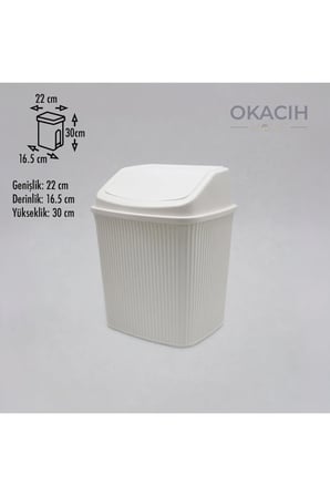 Çizgili Çöp Kovası Banyo Ofis ve Mutfak İçin Click Kapaklı Kova 6 Litre