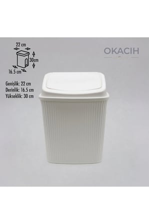 Çizgili Çöp Kovası Banyo Ofis ve Mutfak İçin Click Kapaklı Kova 6 Litre