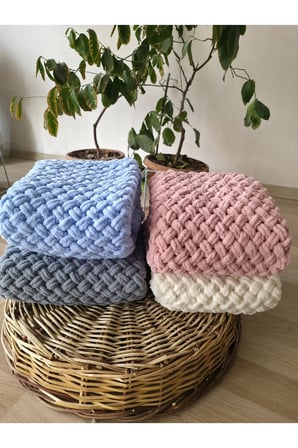Alize Puffy El Örmesi 85×85 cm Yumuşacık Bebek Battaniyesi – El Emeği, Sıca