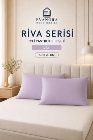 Evanora Riva Serisi Lila 2'li Yastık Kılıfı Seti 50 x 70 cm