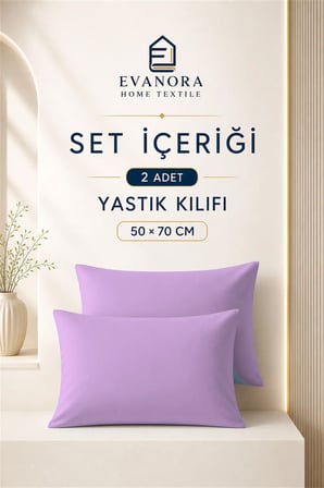 Evanora Riva Serisi Lila 2'li Yastık Kılıfı Seti 50 x 70 cm