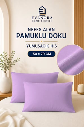 Evanora Riva Serisi Lila 2'li Yastık Kılıfı Seti 50 x 70 cm