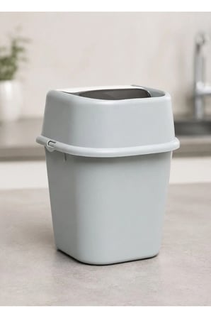 Gri Çöp Yut Tezgah Üstü Çöp Kovası 3 L - Inox ve Gri Mutfak Uyumlu Mini Sal