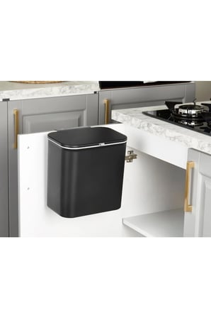 Siyah Fonksiyonel Kapaklı Banyo Ve Mutfak Tezgahüstü Çöp Kovası