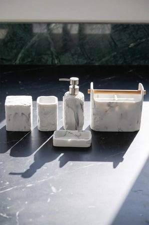 Laduree Beyaz 5 Parça Banyo Aksesuar Seti