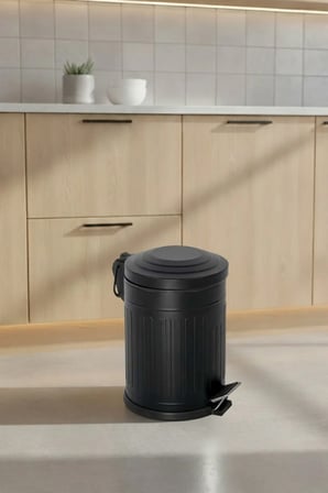 12 Litre Siyah Vintage Çöp Kovası Mutfak Çöp Kovası amortisörlü Banyo Çöp K