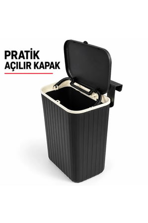 Dolap Kapağına Asılan Çöp Kovası Çift Yönlü Kapaklı Mutfak Banyo Askılı Çöp