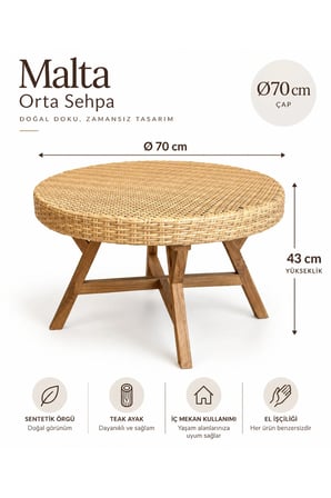 Bali El Yapımı Teak Ayaklı Orta Sehpa 70cm