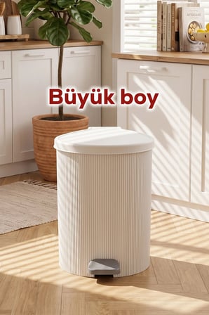 0709-1 Stil 3lü Yuvarlak Pedallı İçi Kovalı Çöp Kovası Seti - Banyo Mutfak