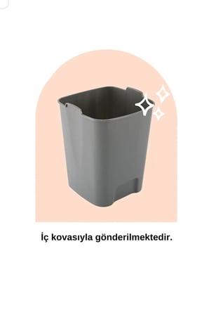 5 Litre Koyu Gri Kare Pedallı Çöp Kovası - Mutfak Tezgah Üstü, Banyo Ve Ofi
