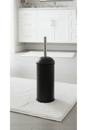 Metal Bon Kapak Amörtisörlü 5 LT Siyah Çöp Kovası Tuvalet Fırçası Banyo Set