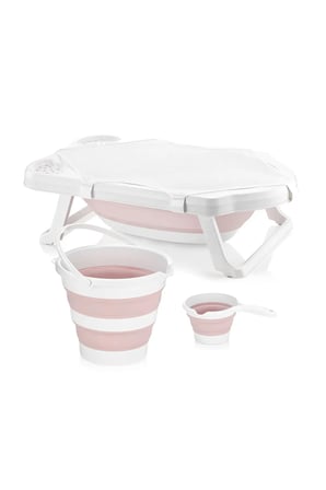 Fileli Pembe Katlanır Banyo Seti Uf