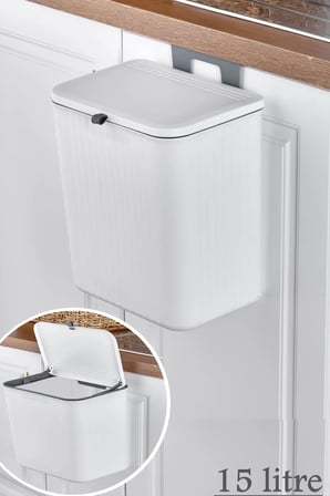 Fonksiyonel Kapaklı Banyo Ve Mutfak Tezgah Üstü Çöp Kovası 15 Lt. Pratik Ka