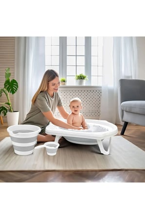 Bebek Küveti, 3 Parça Küvet Seti, Katlanır Banyo Küveti
