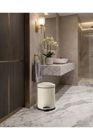 Krem 12 Lt Pedallı Vintage Çöp Kovası Mutfak Çöp Kovası Amortisörlü Banyo Ç