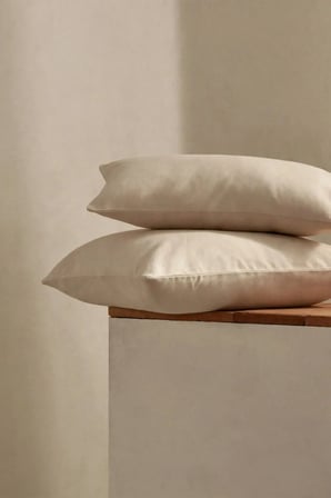 %100 Pamuk Penye Fermuarlı Yastık Kılıfı 2'li Paket Bej 50x70 cm