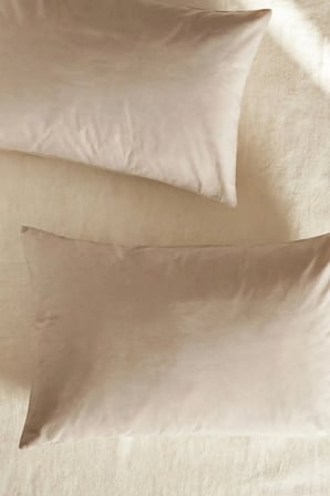 %100 Pamuk Penye Fermuarlı Yastık Kılıfı 2'li Paket Bej 50x70 cm