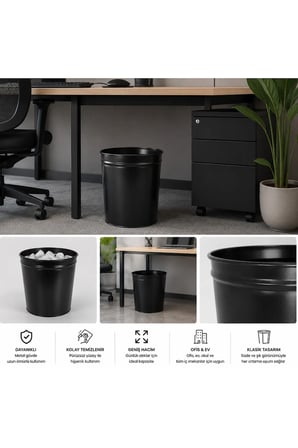 Ofis Tipi Masa Altı Fileli Çöp Kovası