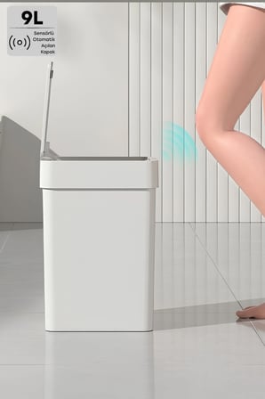 Sensörlü Otomatik Kapak Açan Slim Çöp Kovası Dar Alana Sığan Banyo Tuvalet