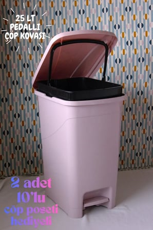 25 Litre Pedallı İç kovalı Slim Çöp Kovası, Mutfak/Ofis/Banyo Çöp Kovası Pe