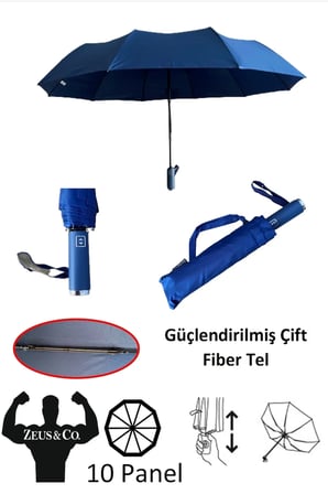 Rüzgarda Kırılmayan Ekstra Güçlü Tam Otomatik Şemsiye