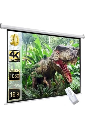 Motorlu Duvar Perdesi 200x200 cm, Beyaz Kasa, Projeksiyon İçin Ideal