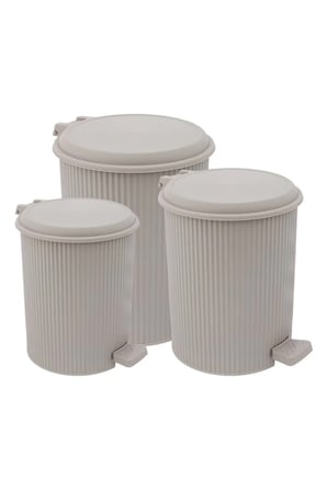 3 lü Krem Taş Nostalji Pedallı Çöp Kovası: 20 Litre 11 litre 6 litre