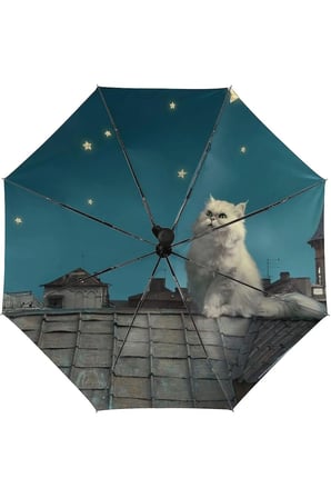 Kedi Desen 3 Katlamalı Manuel Şemsiye
