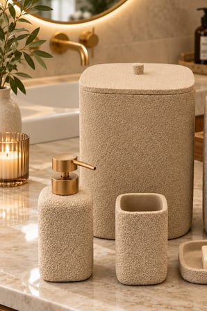 Laduree Beige 5 Parça Banyo Aksesuar Seti