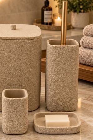 Laduree Beige 5 Parça Banyo Aksesuar Seti