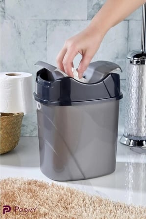 Gri-siyah Renkli 5,5 Litre Tezgah Üstü Yutan Çöp Kovası