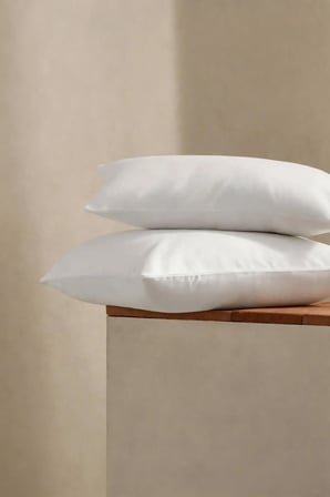 Pamuk Penye Fermuarlı Yastık Kılıfı 2'li Paket Beyaz 50x70 cm