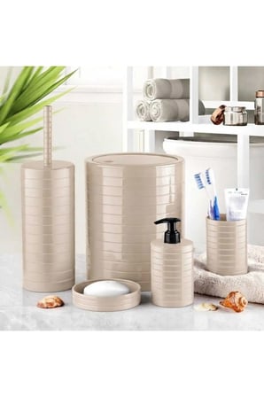 5 Li Lüx Banyo Seti Kullanışlı Sağlam Şık KREM-MA014