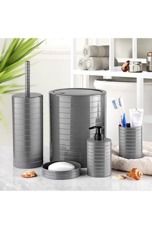 5 Li Lüx Banyo Seti Kullanışlı Sağlam Şık GRİ-MA014