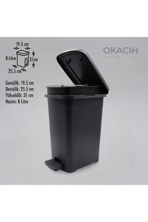 Plastik Pedallı Çöp Kovası 8 Lt - Tezgâh Altı ve Banyo İçin İç Kovalı Çöp K