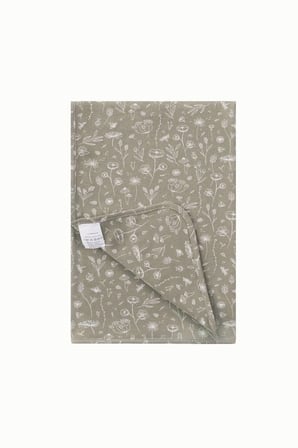 80x80 cm %100 Pamuklu Çift Katlı Bebek Battaniyesi Bahar Çiçekli Haki