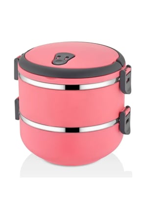 2 Katlı Sefer Tası Yemek Termosu (Pembe)
