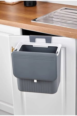 Gri Fonksiyonel Kapaklı Banyo Ve Mutfak Tezgah Üstü Çöp Kovası