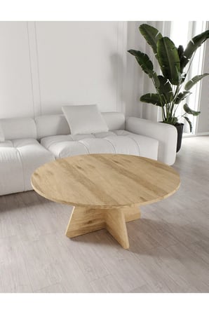 Mush 90cm Orta Sehpa - Beyaz, Ceviz, Meşe, Traverten Desenli