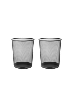 PASLANMAZ ÇELIK 2 ADET  FİLELİ OFİS BÜRO EV ÇÖP KOVASI  IZGARALI METAL 25x2