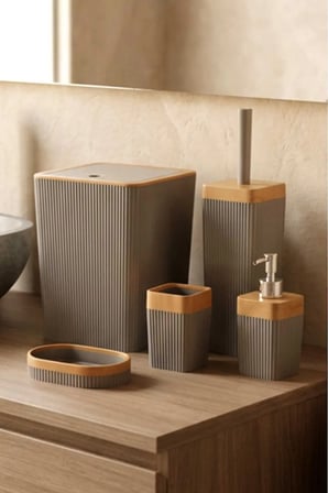 Banyo Takımı 5'li Gri Çöp Kovası